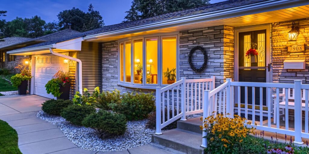 Modern Twin Cities home for sale with a twilight glow listed by NOW Realty.